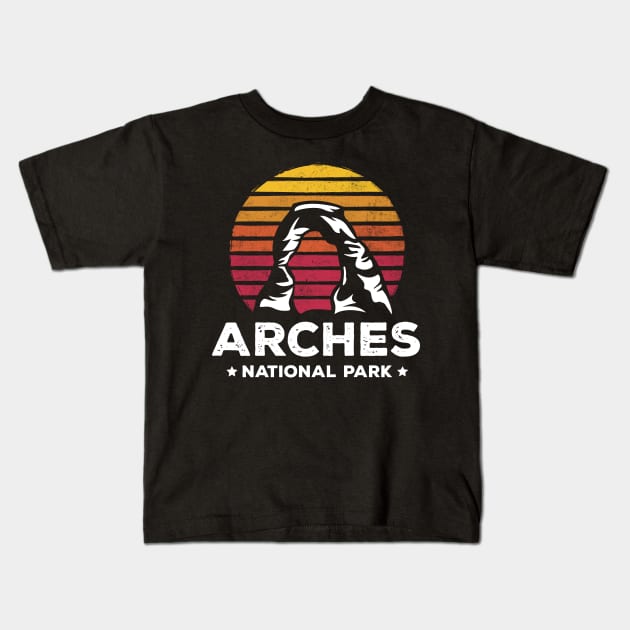 Retro Arches National Park Delicate Arch Utah Gift Kids T-Shirt by HCMGift